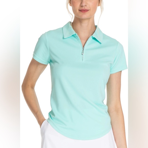 Sport Haley Tops - Sport Haley Aqua Short Sleeve Polo
